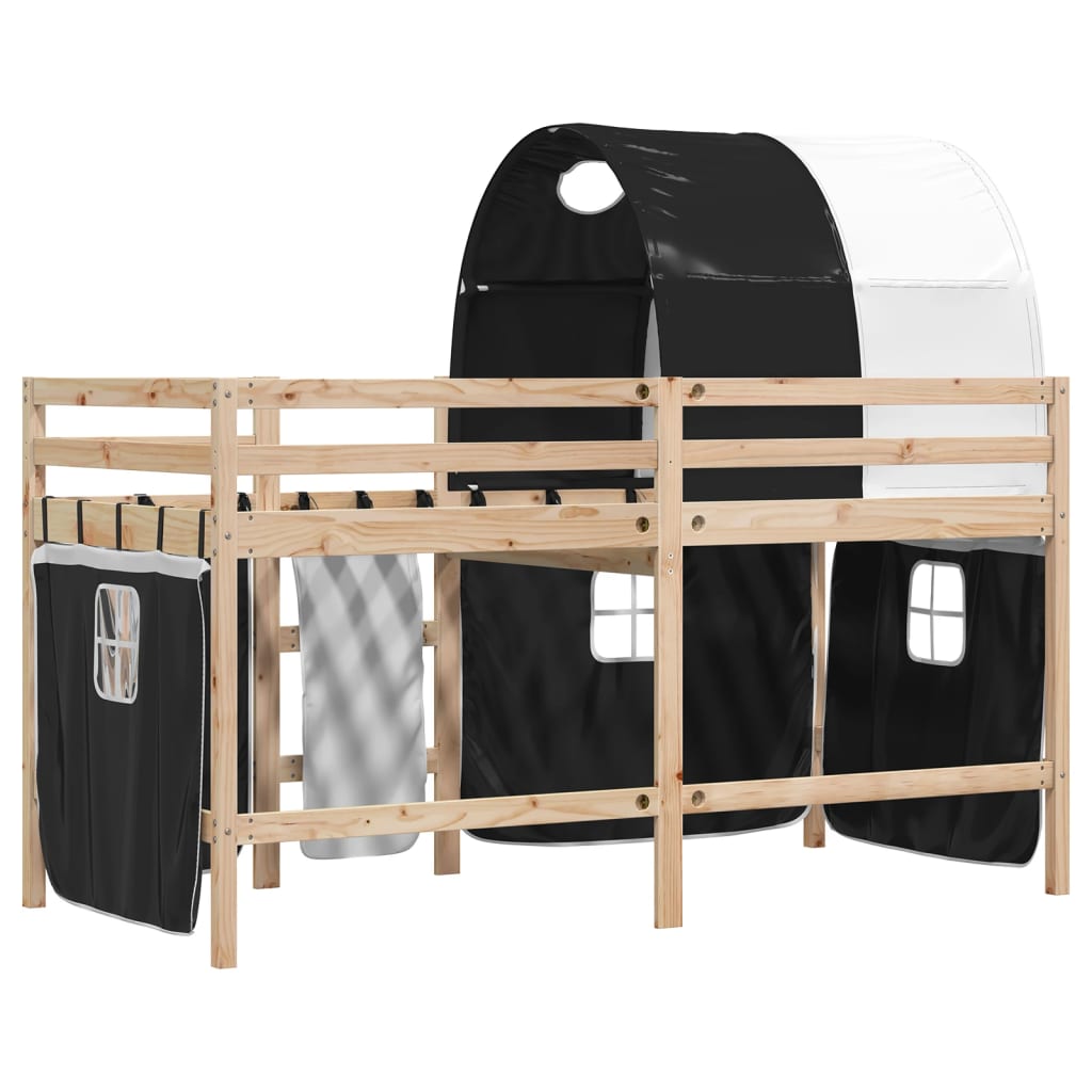 vidaXL Kids' Loft Bed with Tunnel without Mattress White&Black 80x200 cm