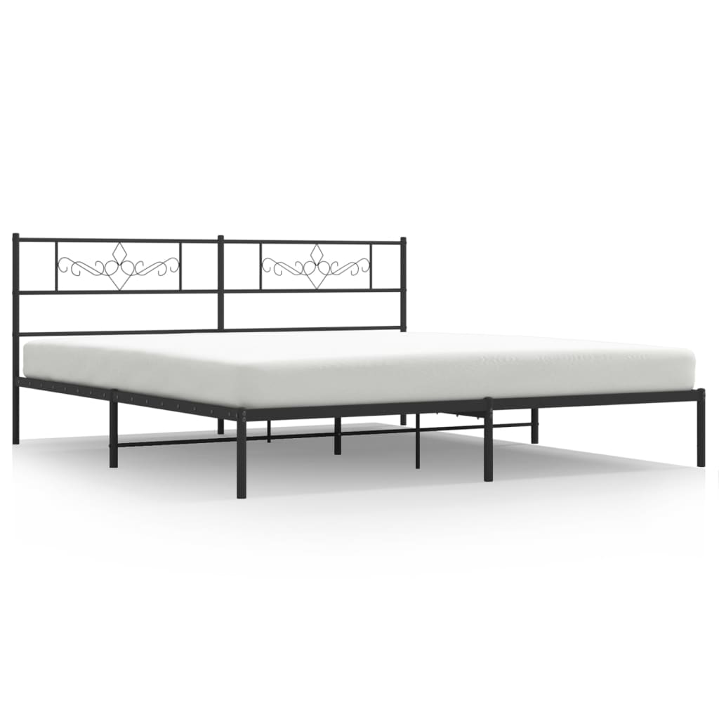 vidaXL Metal Bed Frame without Mattress with Headboard Black 193x203 cm