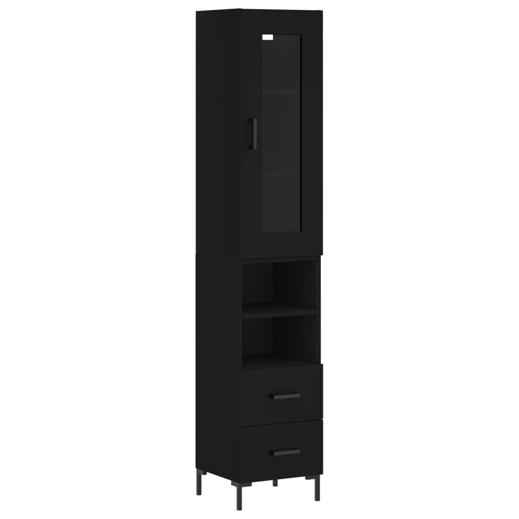 vidaXL Highboard Black 34.5x34x180 cm Engineered Wood