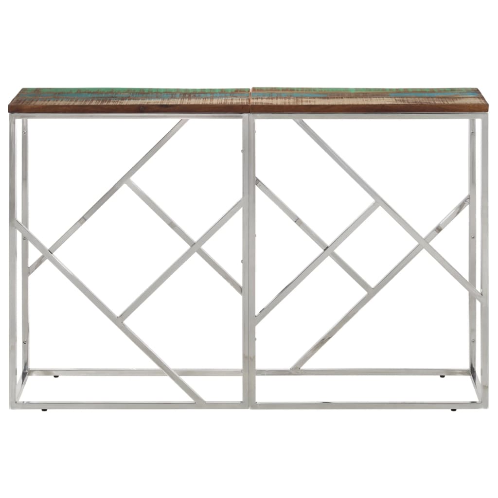 vidaXL Console Table Silver Stainless Steel and Solid Wood Reclaimed