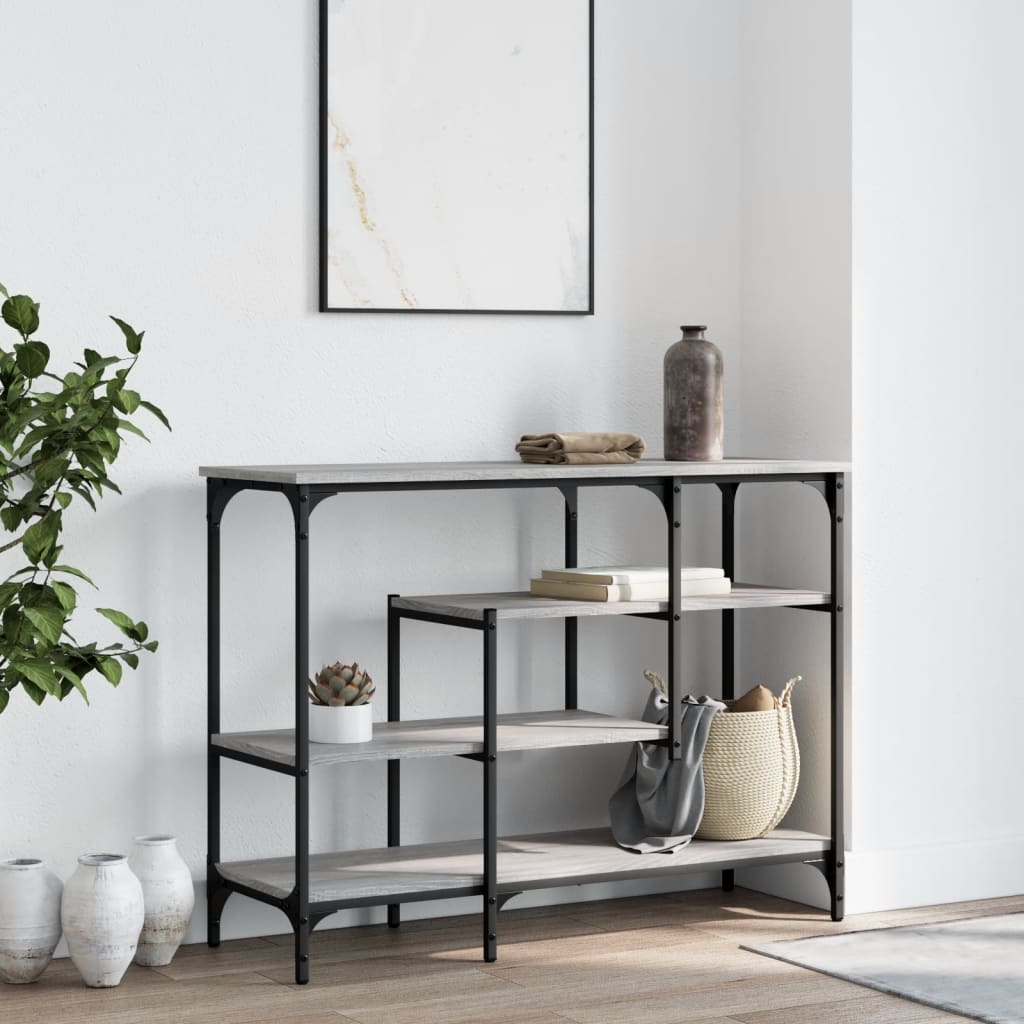 vidaXL Console Table with Shelves Grey Sonoma 100x35x75 cm