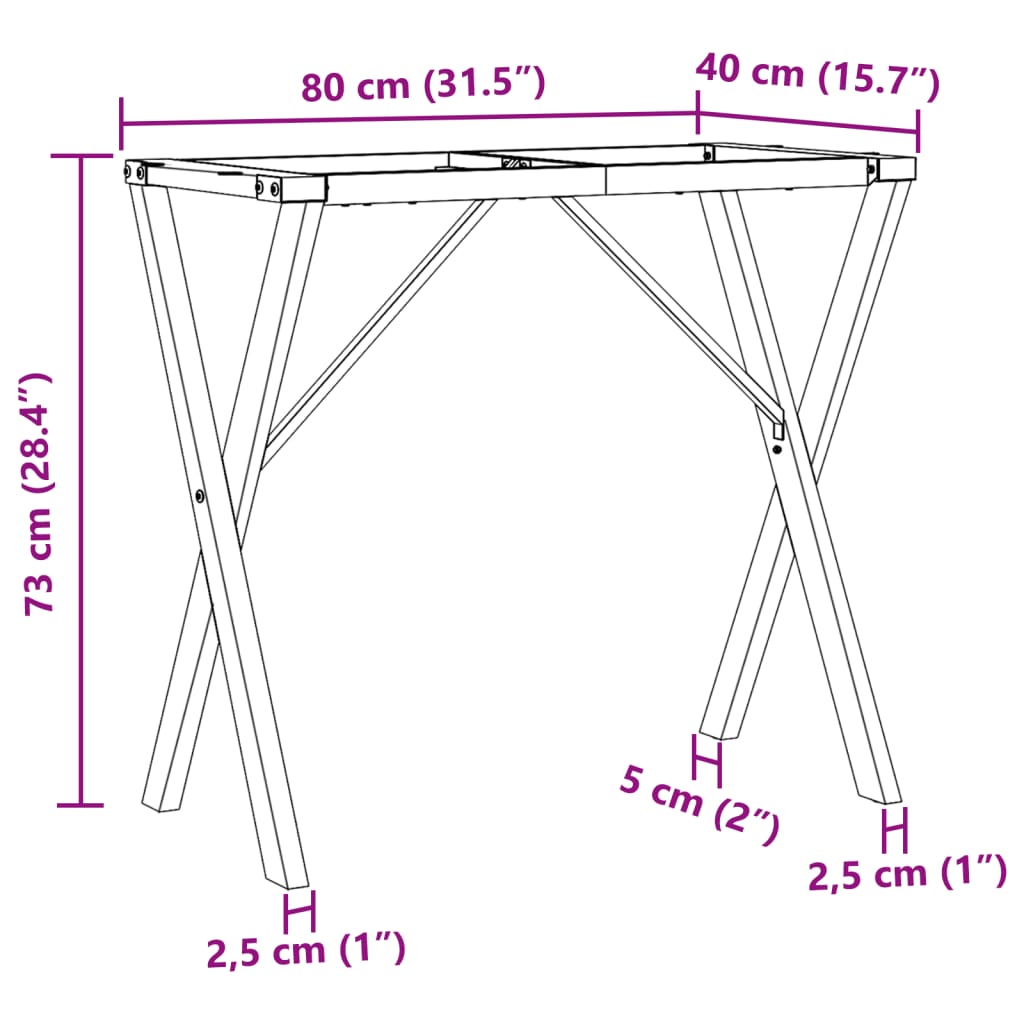 vidaXL Dining Table Legs X-Frame 80x40x73 cm Cast Iron