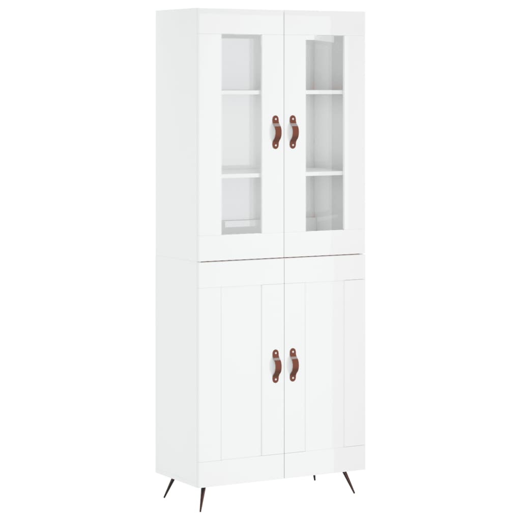 vidaXL Highboard High Gloss White 69.5x34x180 cm Engineered Wood