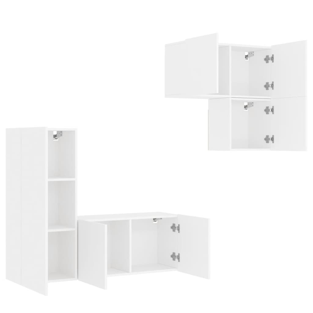 vidaXL 4 Piece TV Wall Units White Engineered Wood