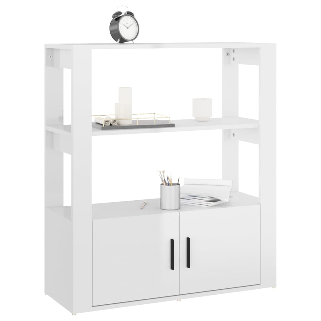 vidaXL Sideboard High Gloss White 80x30x90 cm Engineered Wood