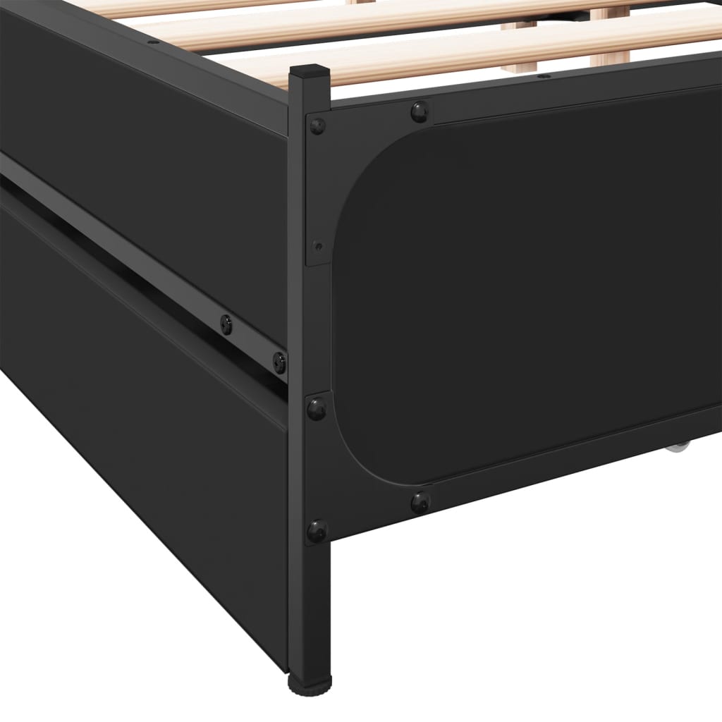 vidaXL Bed Frame with Drawers without Mattress Black 150x200 cm King Size