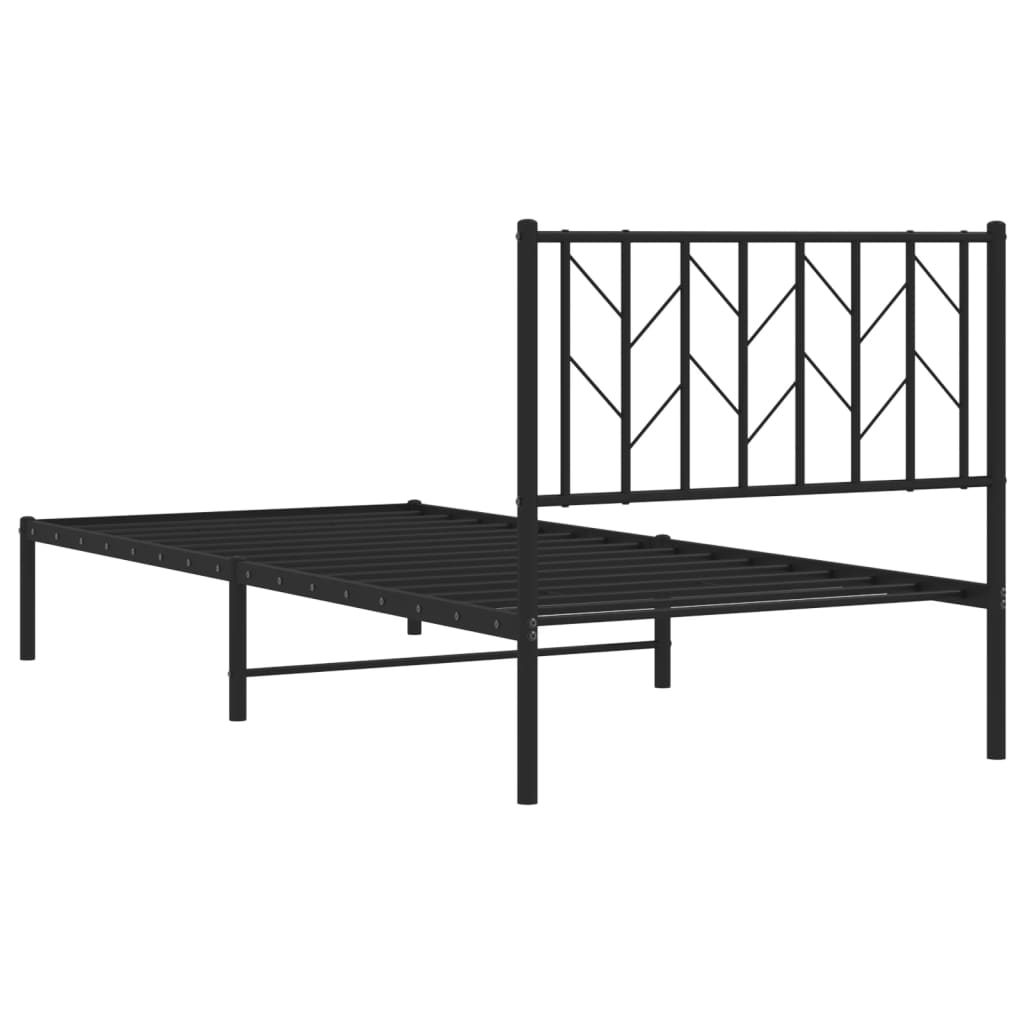 vidaXL Metal Bed Frame without Mattress with Headboard Black 90x200 cm