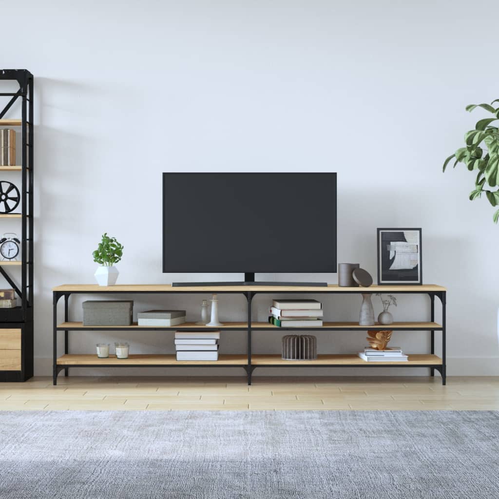 vidaXL TV Cabinet Sonoma Oak 200x30x50 cm Engineered Wood and Metal