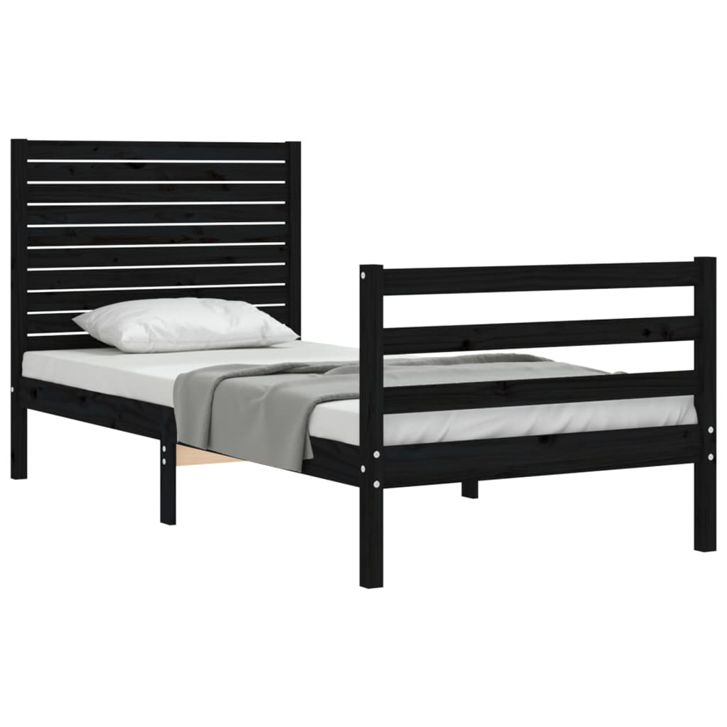 vidaXL Bed Frame without Mattress Black 90x200 cm Solid Wood