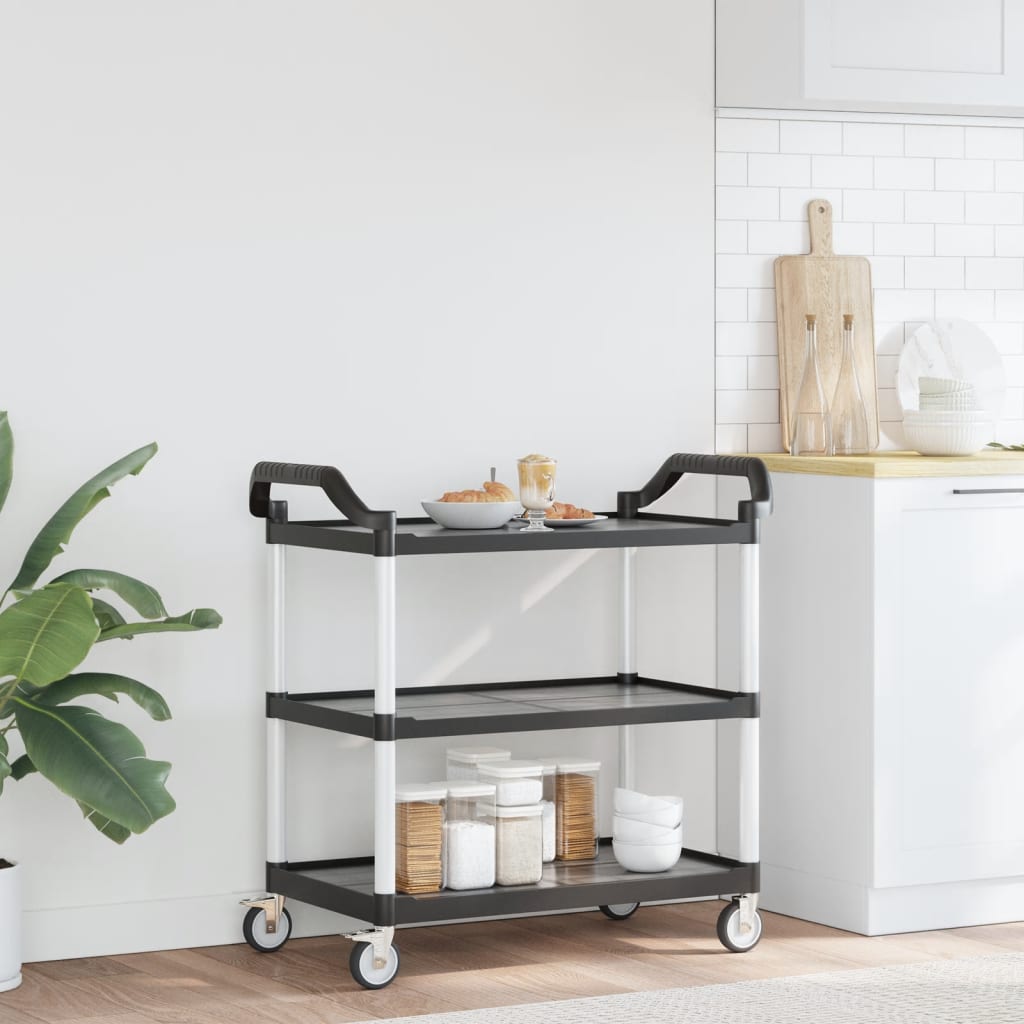 vidaXL 3-Tier Trolley Black 99x50x96 cm Aluminium