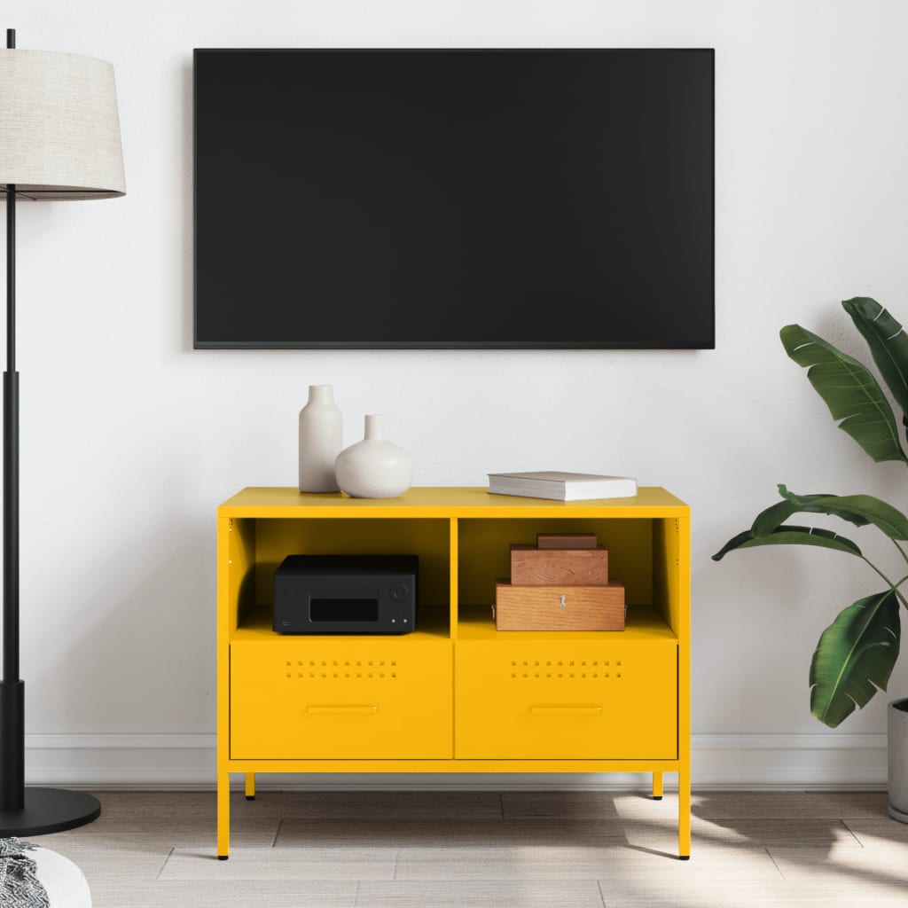 vidaXL TV Cabinet Mustard Yellow 68x39x50.5 cm Steel