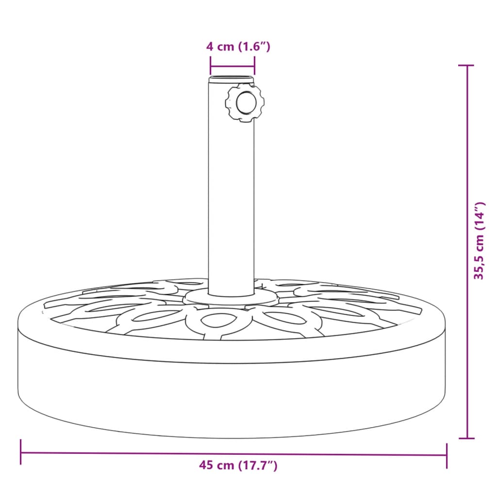 vidaXL Parasol Base for Ø38 / 48 mm Poles 25 kg Round