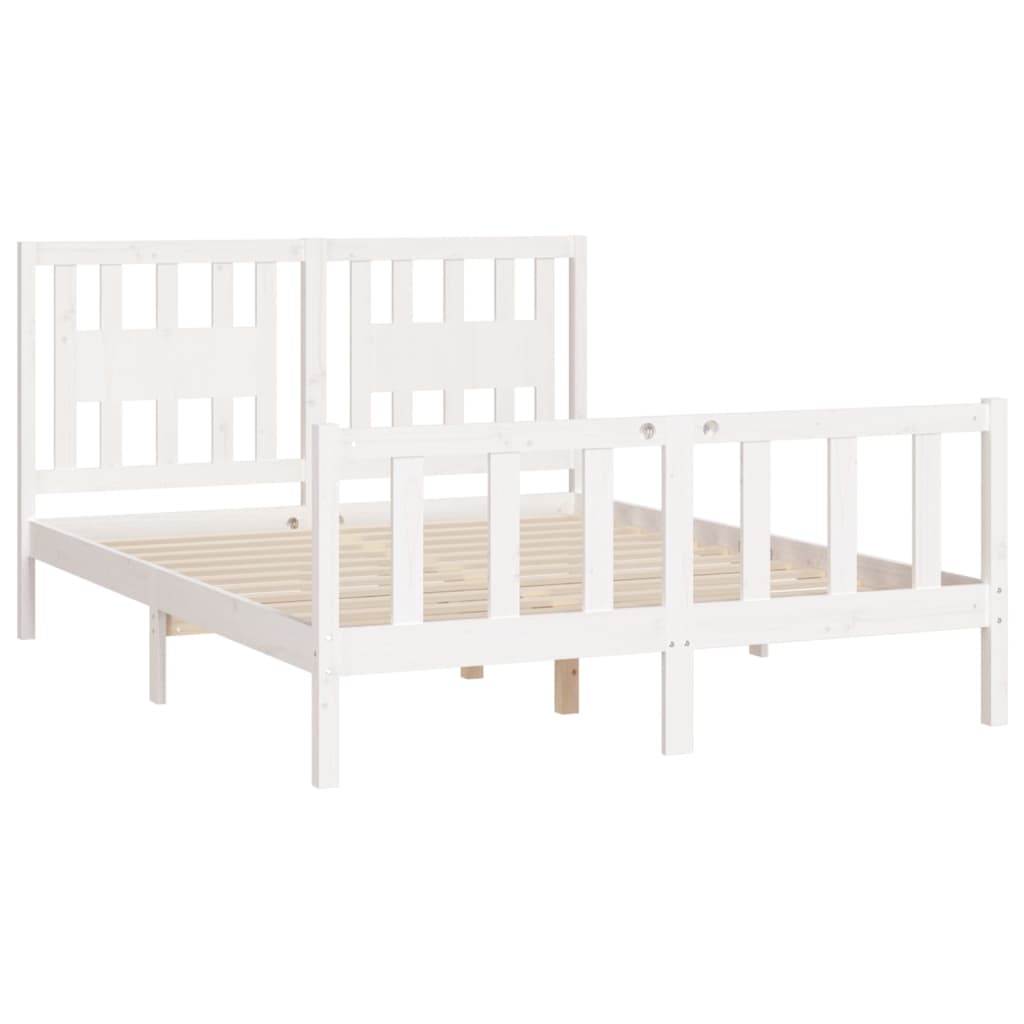 vidaXL Bed Frame with Headboard White Solid Wood Pine 120x200 cm