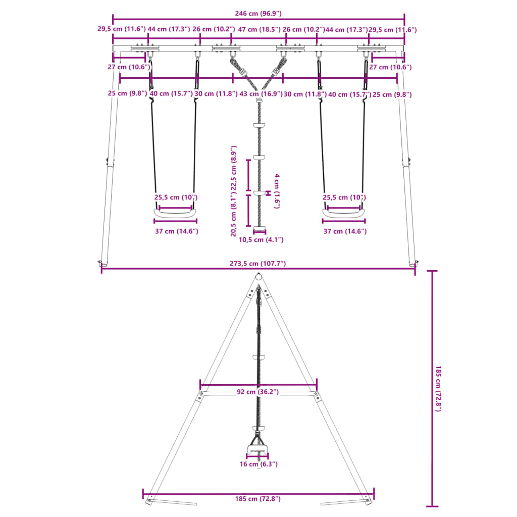 vidaXL Outdoor Swing Set with Swings and Disc Swing