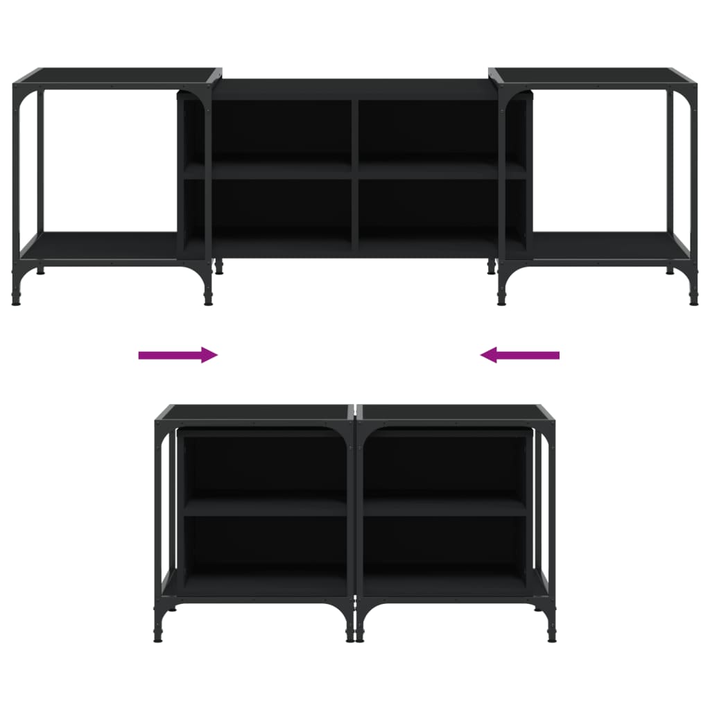 vidaXL TV Cabinet Black 153x37x50 cm Engineered Wood