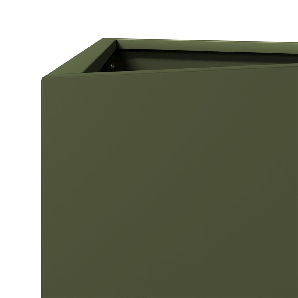 vidaXL Garden Planter Olive Green Triangular 30x26x75 cm Steel