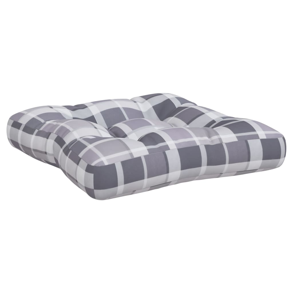 vidaXL Pallet Cushions 3 pcs Grey Check Pattern Fabric