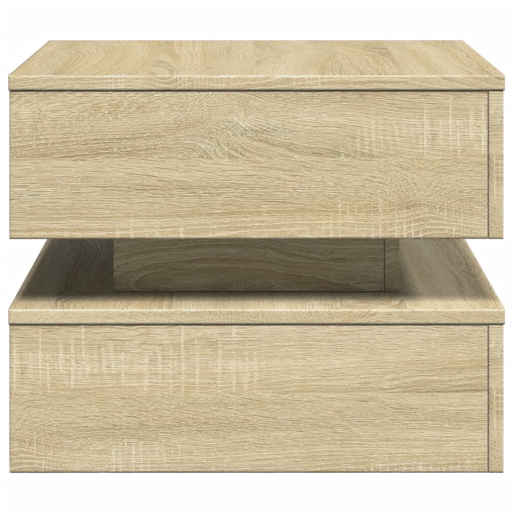 vidaXL Coffee Table with LED Lights Sonoma Oak 50x50x40 cm