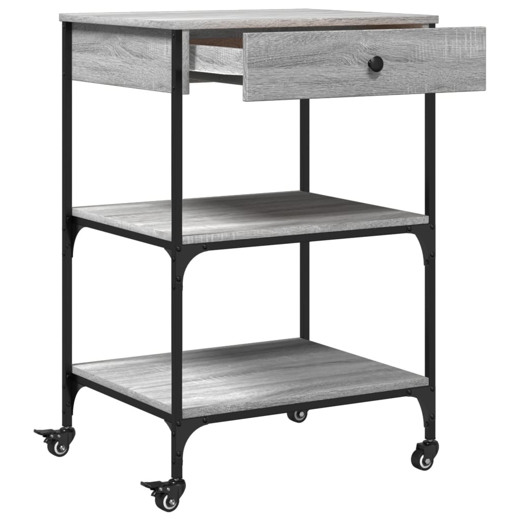 vidaXL Kitchen Trolley Grey Sonoma 60x48x89.5 cm Engineered Wood