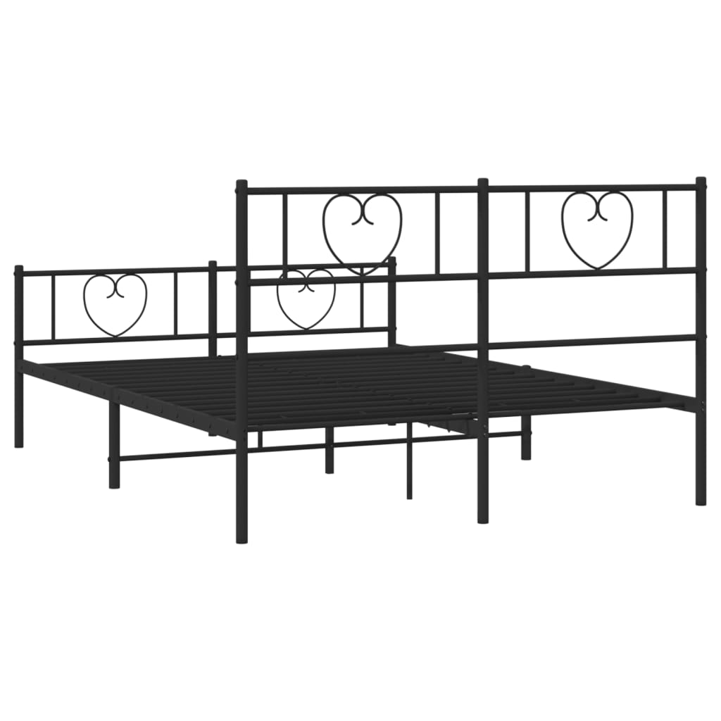 vidaXL Metal Bed Frame without Mattress with Footboard Black 120x190 cm Small Double