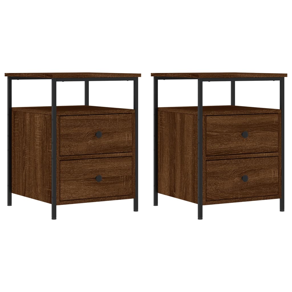 vidaXL Bedside Cabinets 2 pcs Brown Oak 44x45x60 cm Engineered Wood