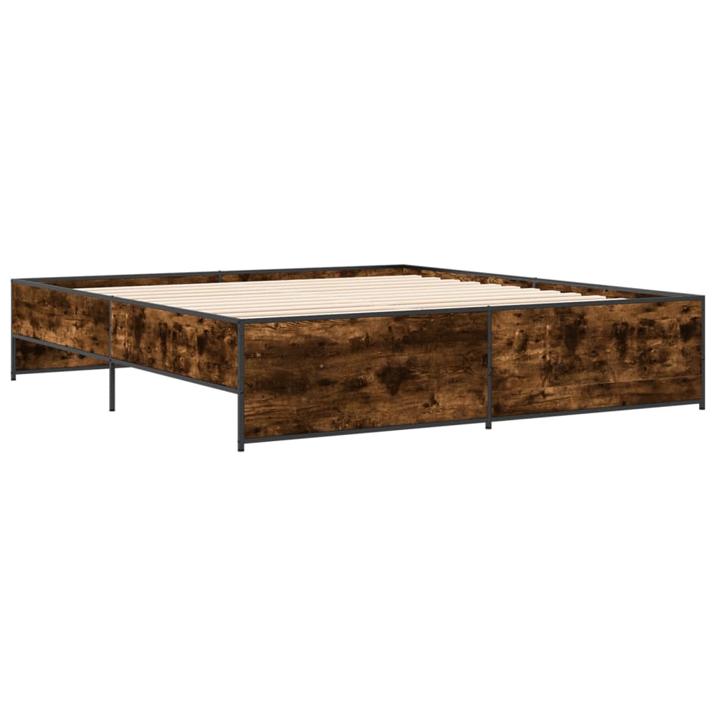 vidaXL Bed Frame without Mattress Smoked Oak 200x200 cm