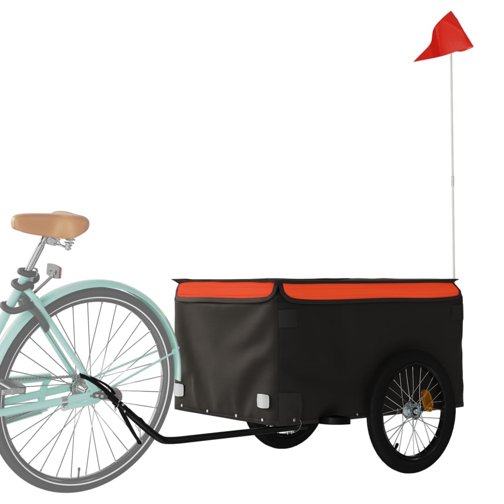 vidaXL Bike Trailer Black and Orange 45 kg Iron