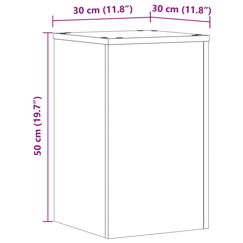 vidaXL Plant Stands 2 pcs Brown Oak 30x30x50 cm Engineered wood