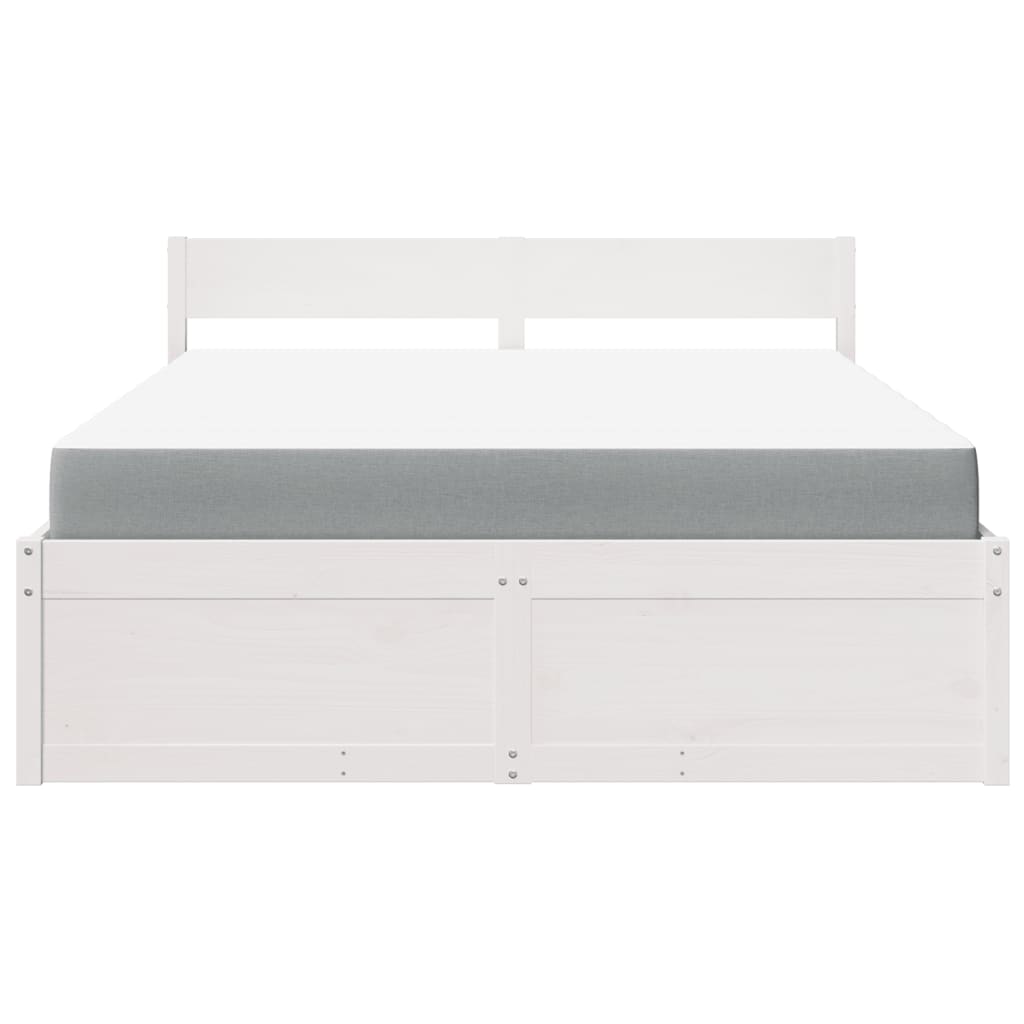 vidaXL Bed with Drawers and Mattress White 160x200 cm Solid Wood Pine