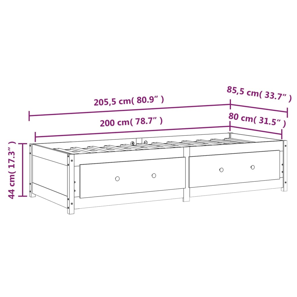 vidaXL Day Bed without Mattress Honey Brown 80x200 cm Solid Wood Pine