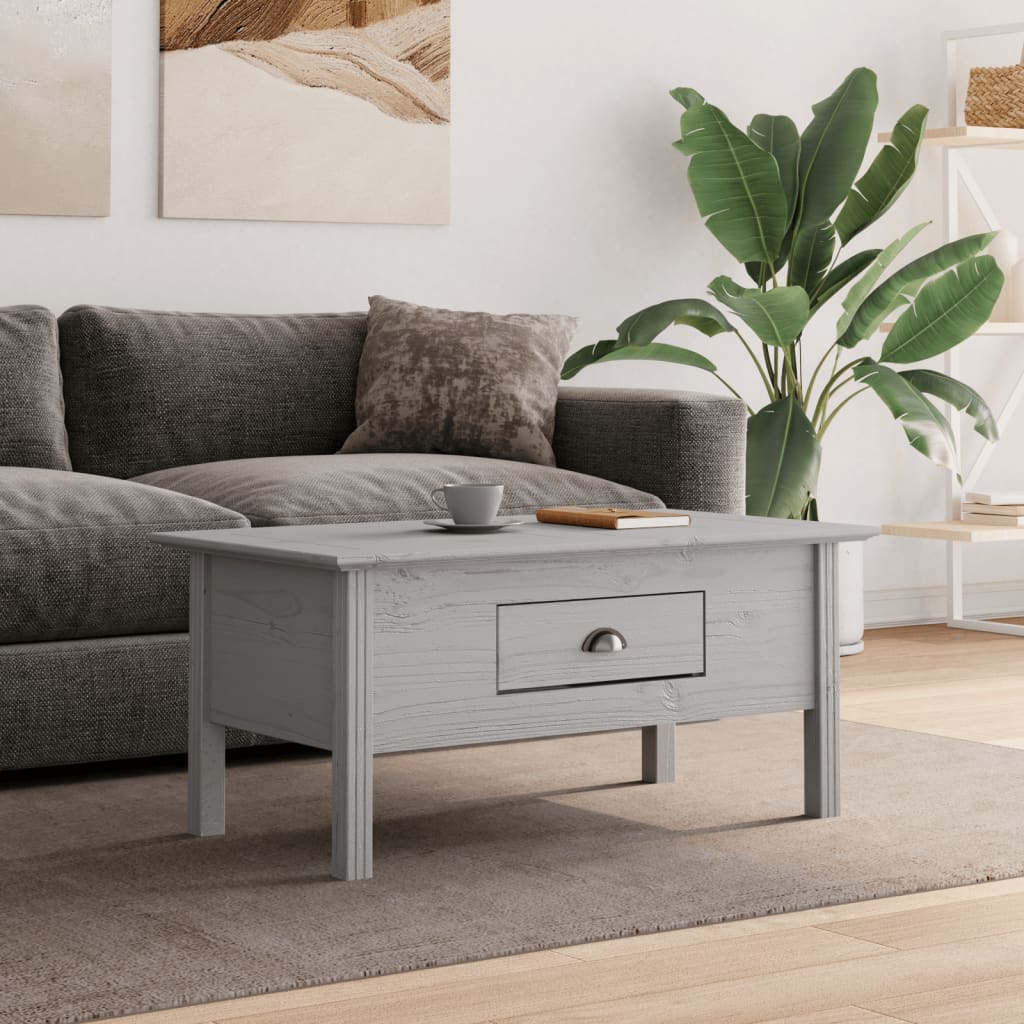 vidaXL Coffee Table BODO Grey 100x55x45 cm Solid Wood Pine