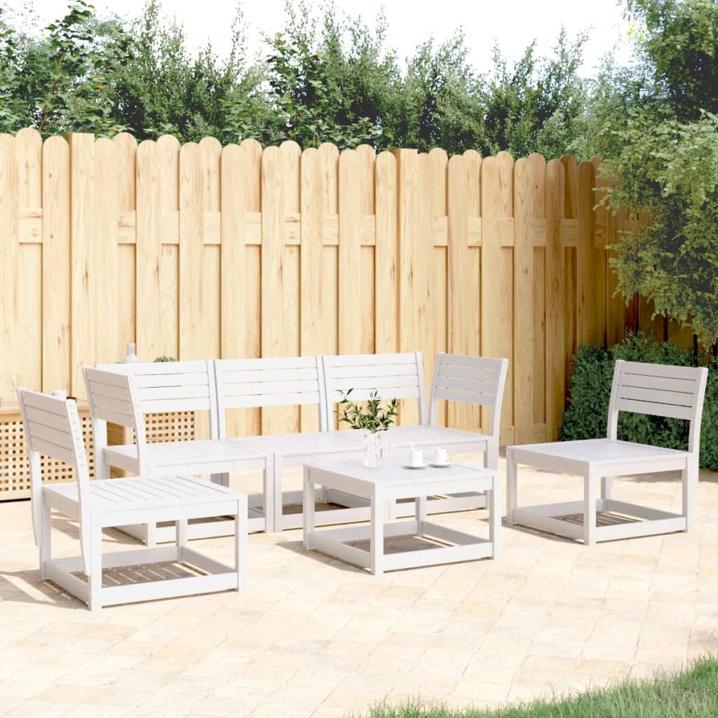 vidaXL 5 Piece Garden Sofa Set White Solid Wood Pine