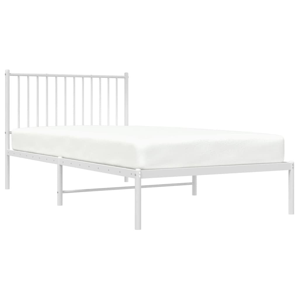 vidaXL Metal Bed Frame without Mattress with Headboard White 100x200 cm