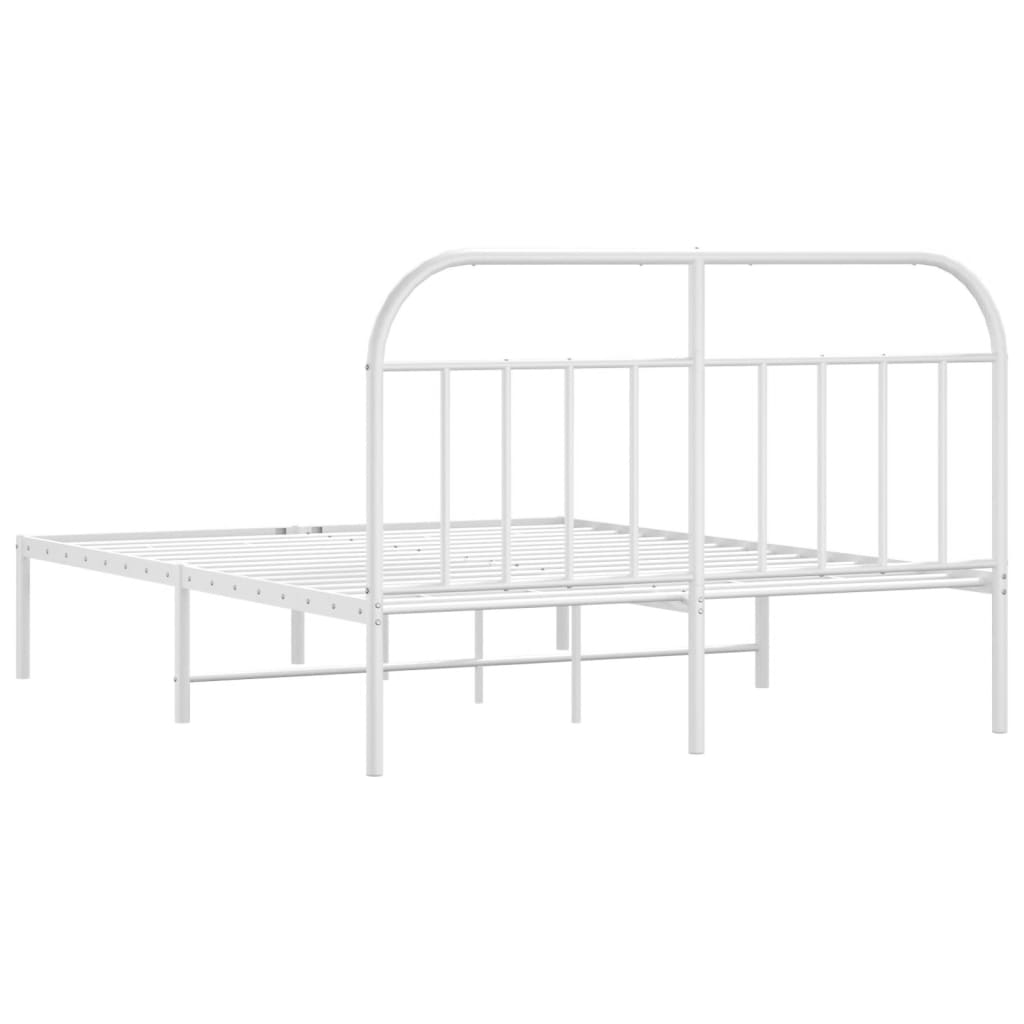 vidaXL Metal Bed Frame without Mattress with Headboard White 183x213 cm