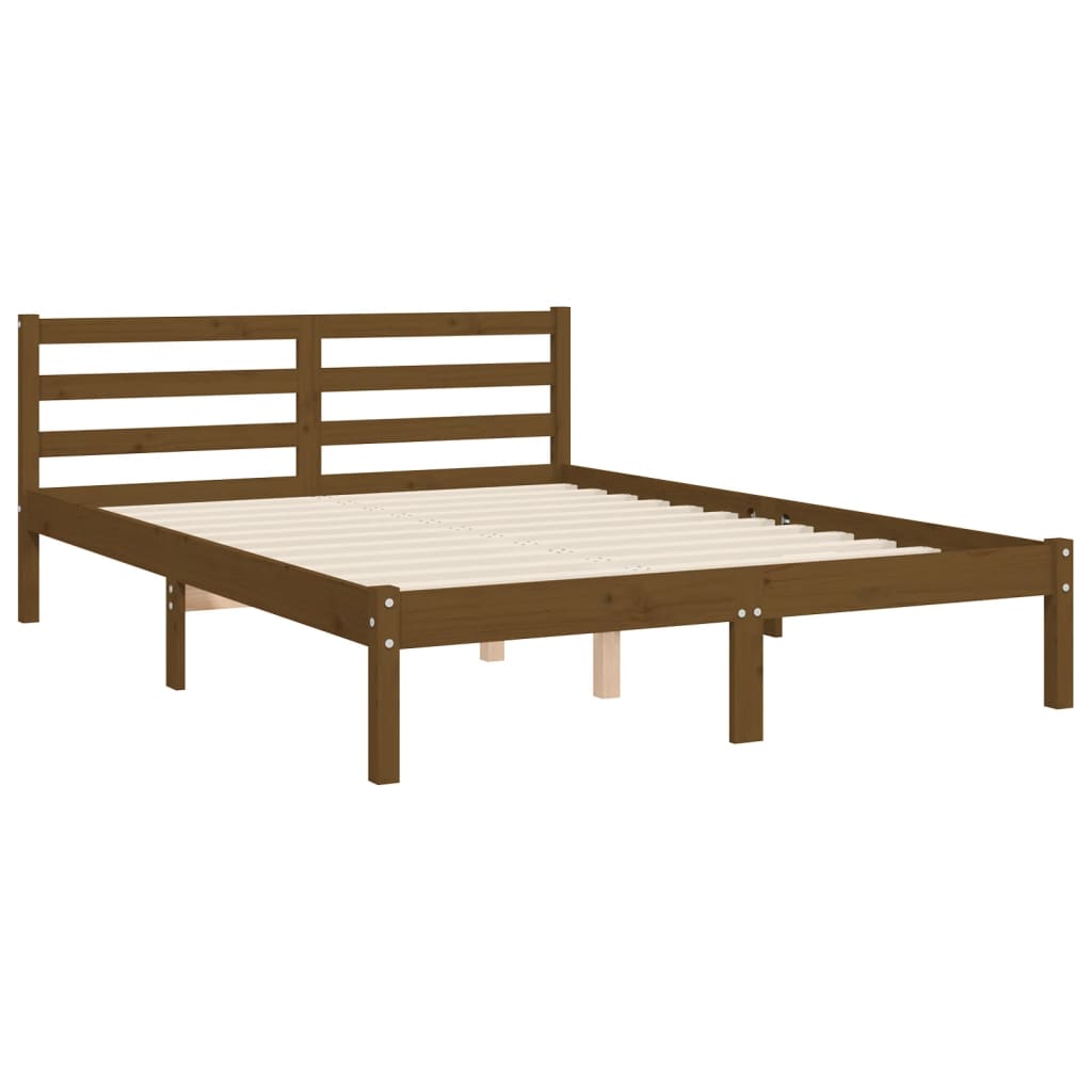 vidaXL Bed Frame without Mattress Honey Brown Small Double Solid Wood