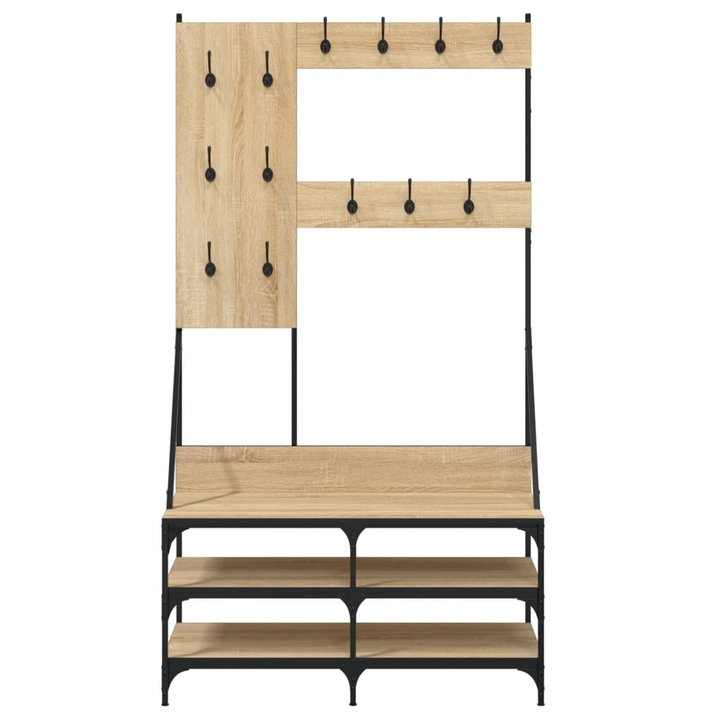 vidaXL Clothes Rack with Shoe Storage Sonoma Oak 100x40x184 cm