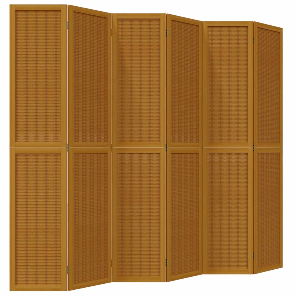 vidaXL Room Divider 6 Panels Brown Solid Wood Paulownia