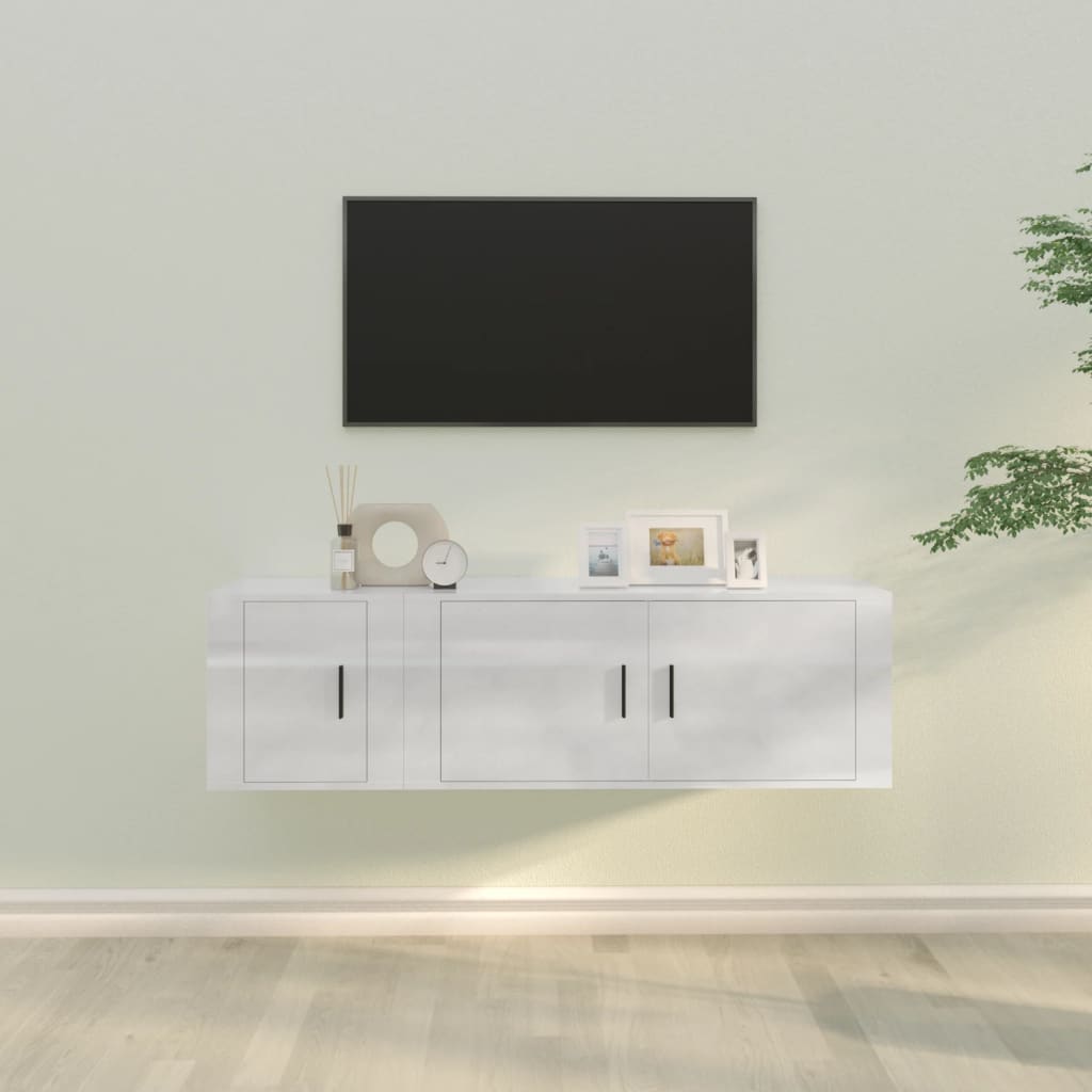 vidaXL 2 Piece TV Cabinet Set High Gloss White Engineered Wood