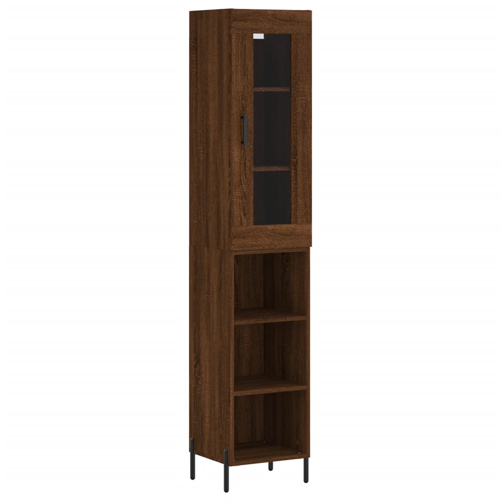 vidaXL Highboard Brown Oak 34.5x34x180 cm Engineered Wood