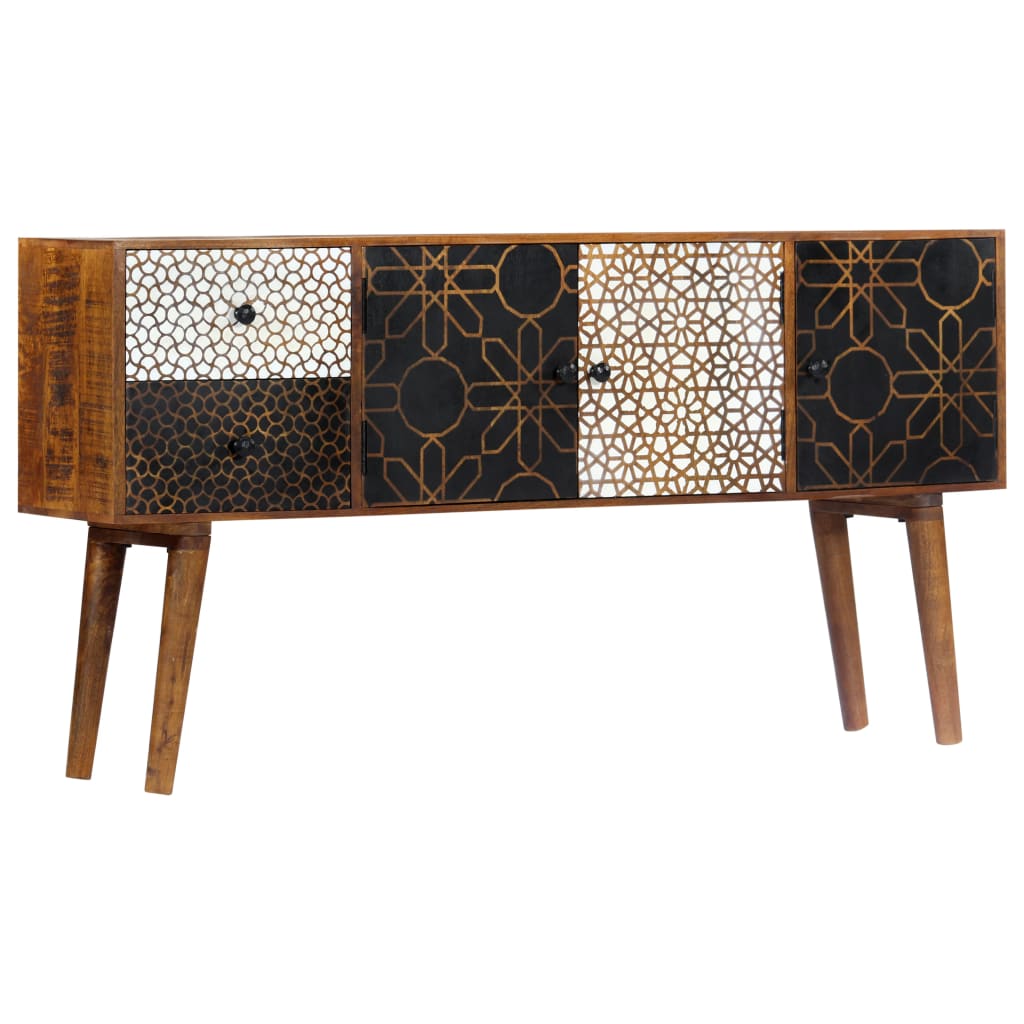 vidaXL Sideboard with Printed Pattern 130x30x70 cm Solid Mango Wood