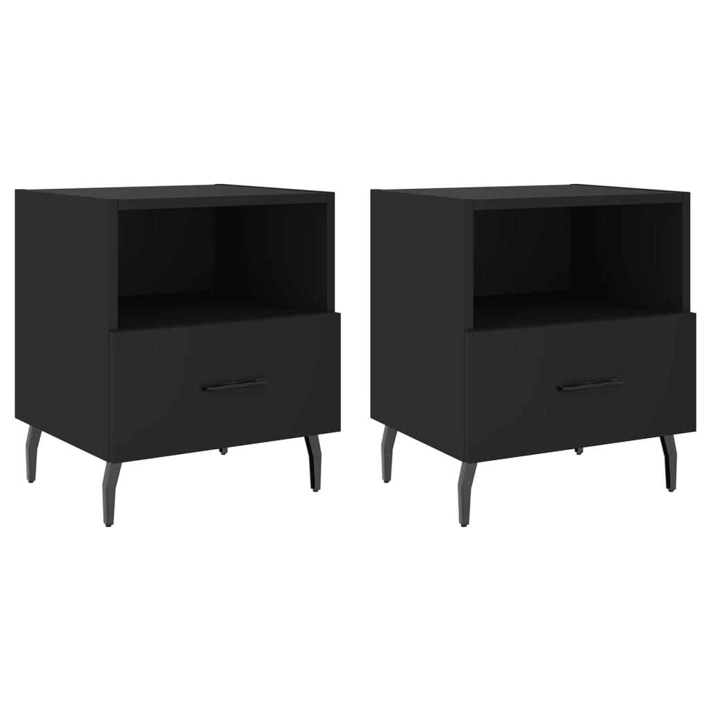 vidaXL Bedside Cabinets 2 pcs Black 40x35x47.5 cm Engineered Wood