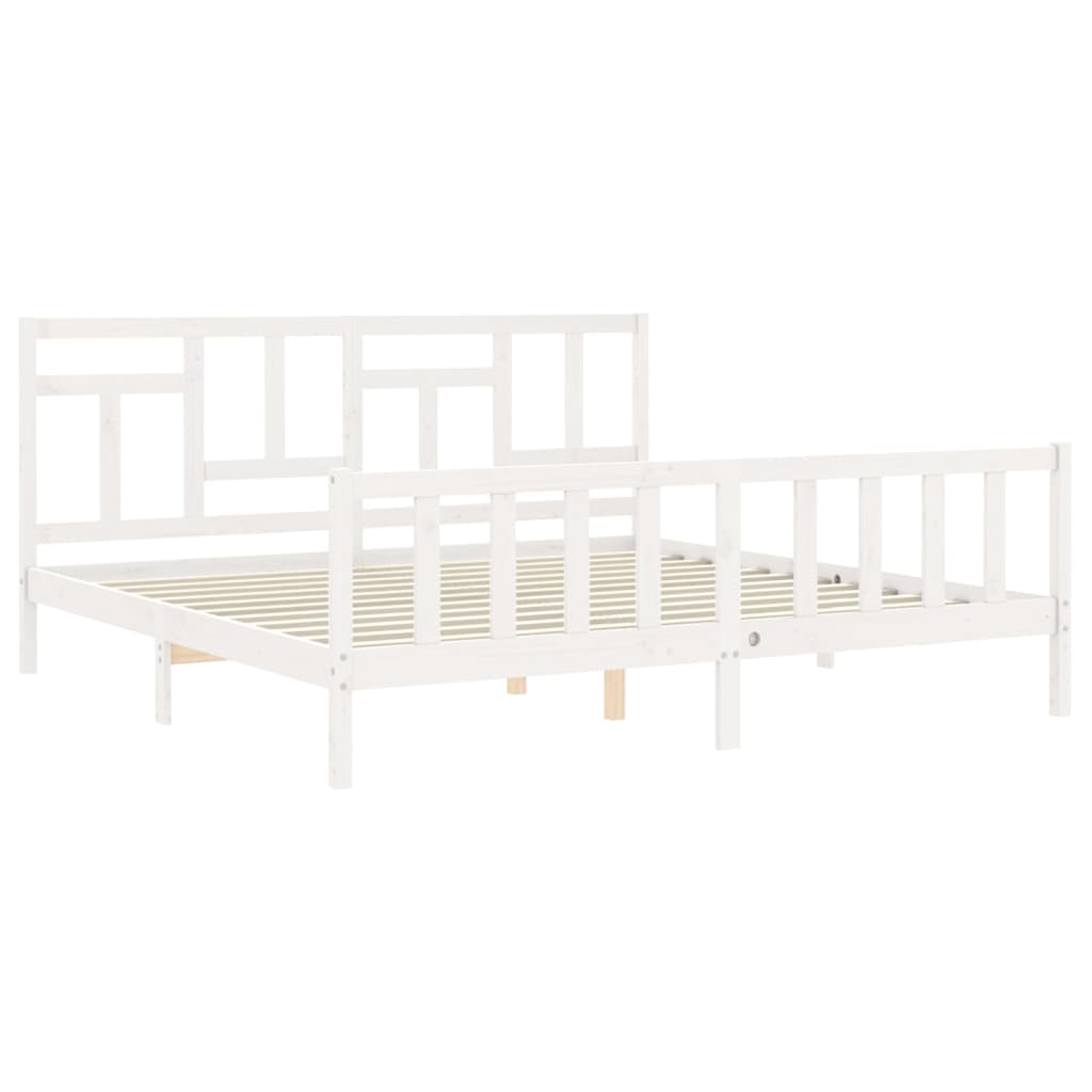 vidaXL Bed Frame without Mattress White Super King Size Solid Wood Pine