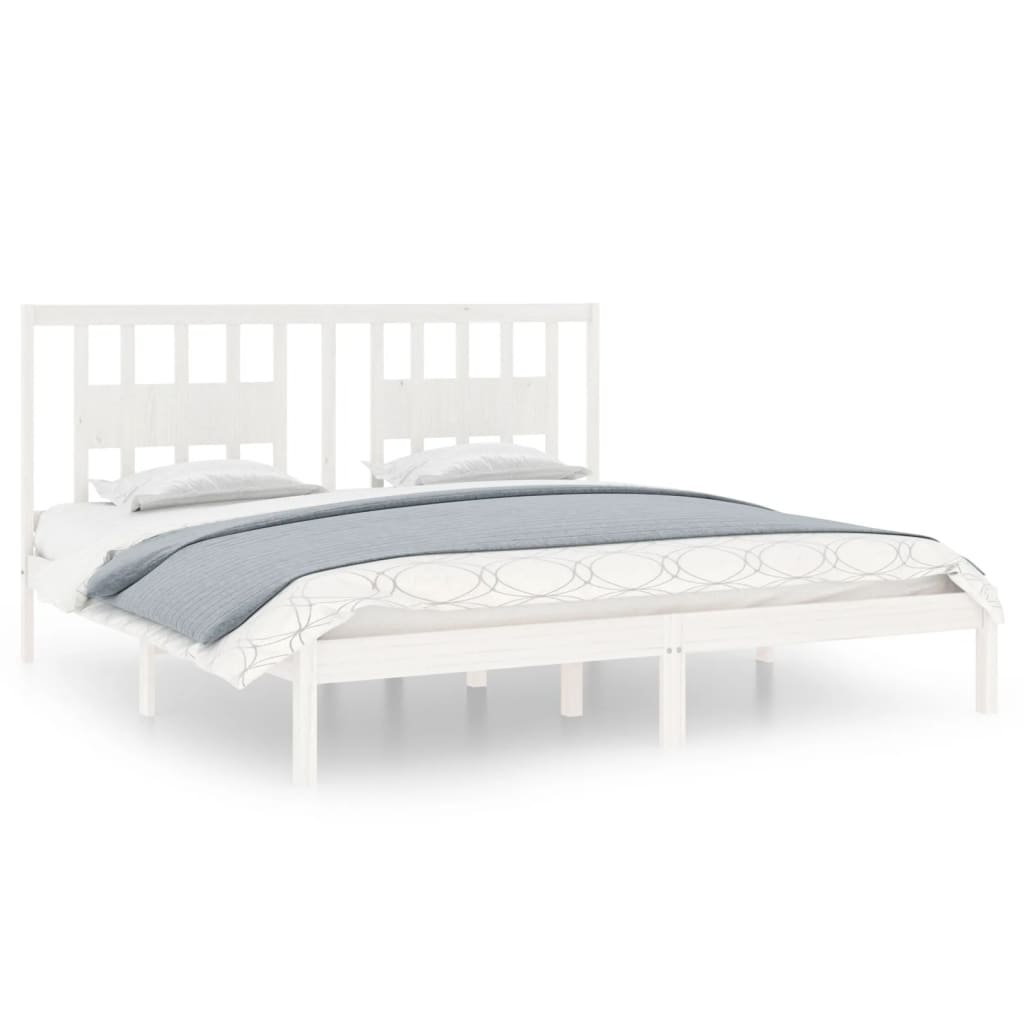 vidaXL Bed Frame without Mattress White Solid Wood Super King