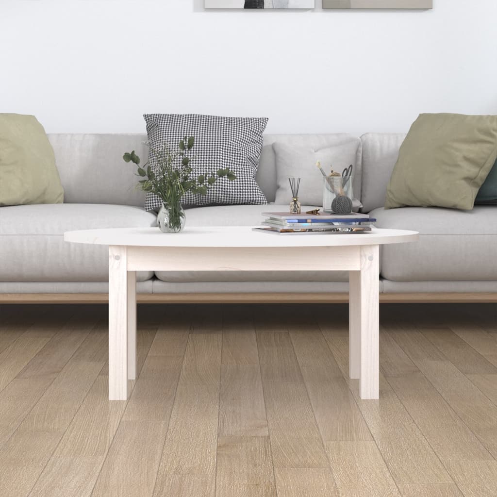 vidaXL Coffee Table White 80x40x35 cm Solid Wood Pine