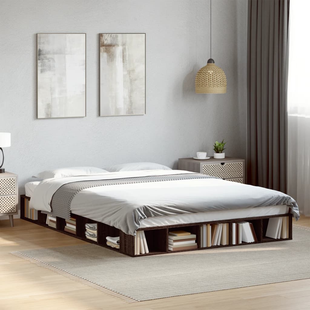 vidaXL Bed Frame without Mattress Brown Oak 160x200 cm