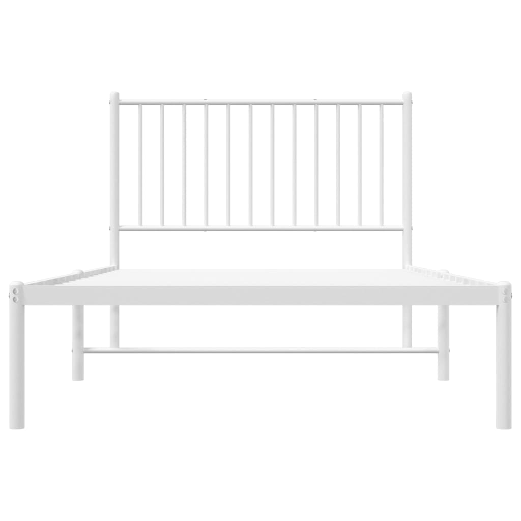 vidaXL Metal Bed Frame without Mattress with Headboard White 100x190 cm