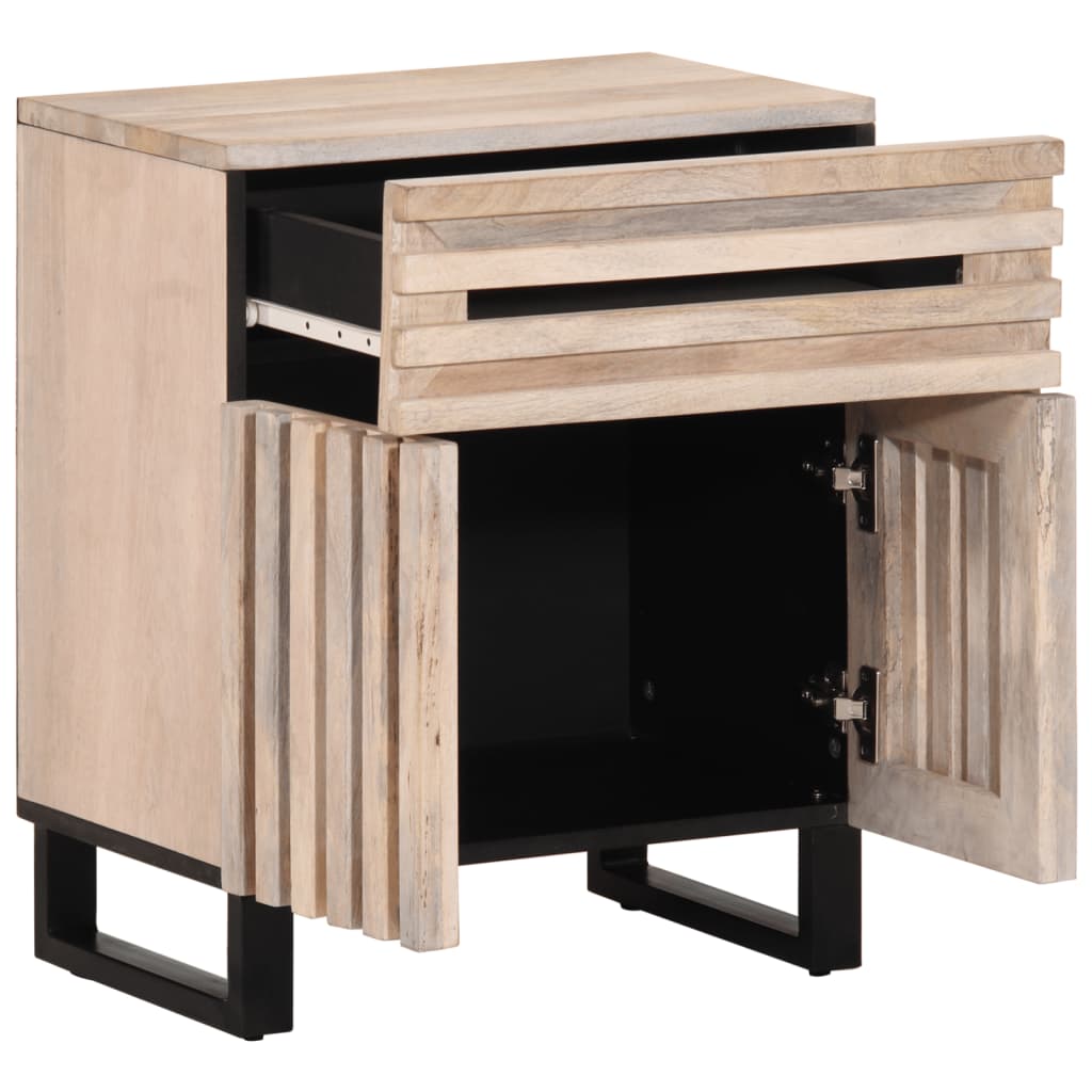 vidaXL Bedside Cabinet 50x34x60 cm Solid Wood Rough Mango