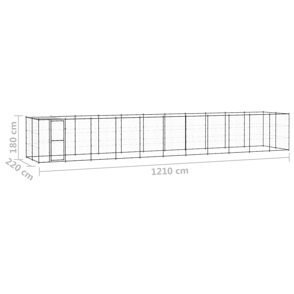 vidaXL Outdoor Dog Kennel Steel with Roof 26.62 m²