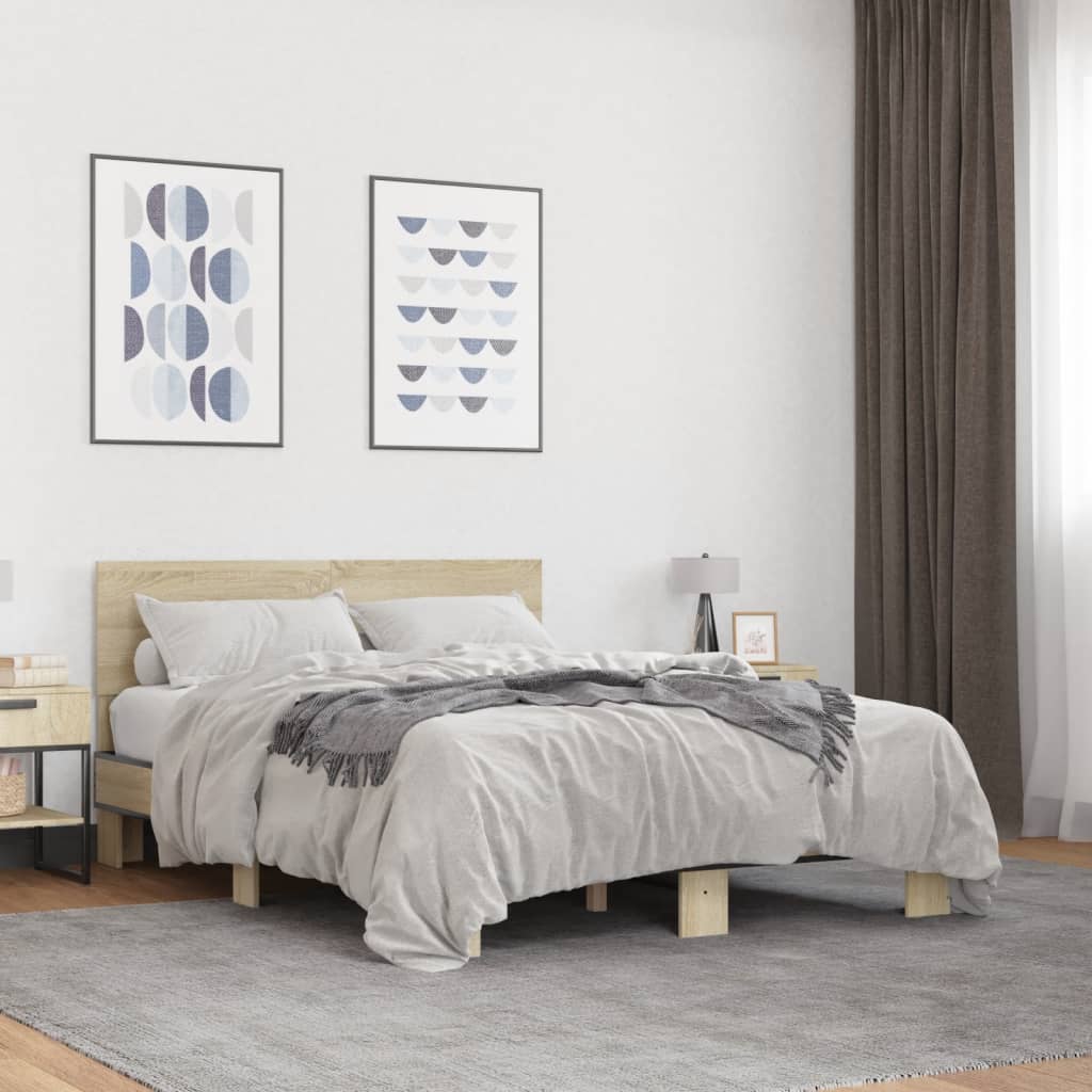 vidaXL Bed Frame without Mattress Sonoma Oak 140x190 cm