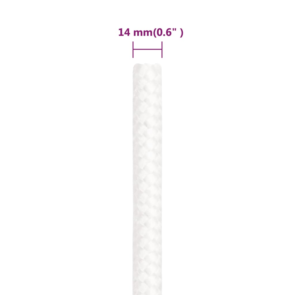 vidaXL Boat Rope Full White 14 mm 25 m Polypropylene